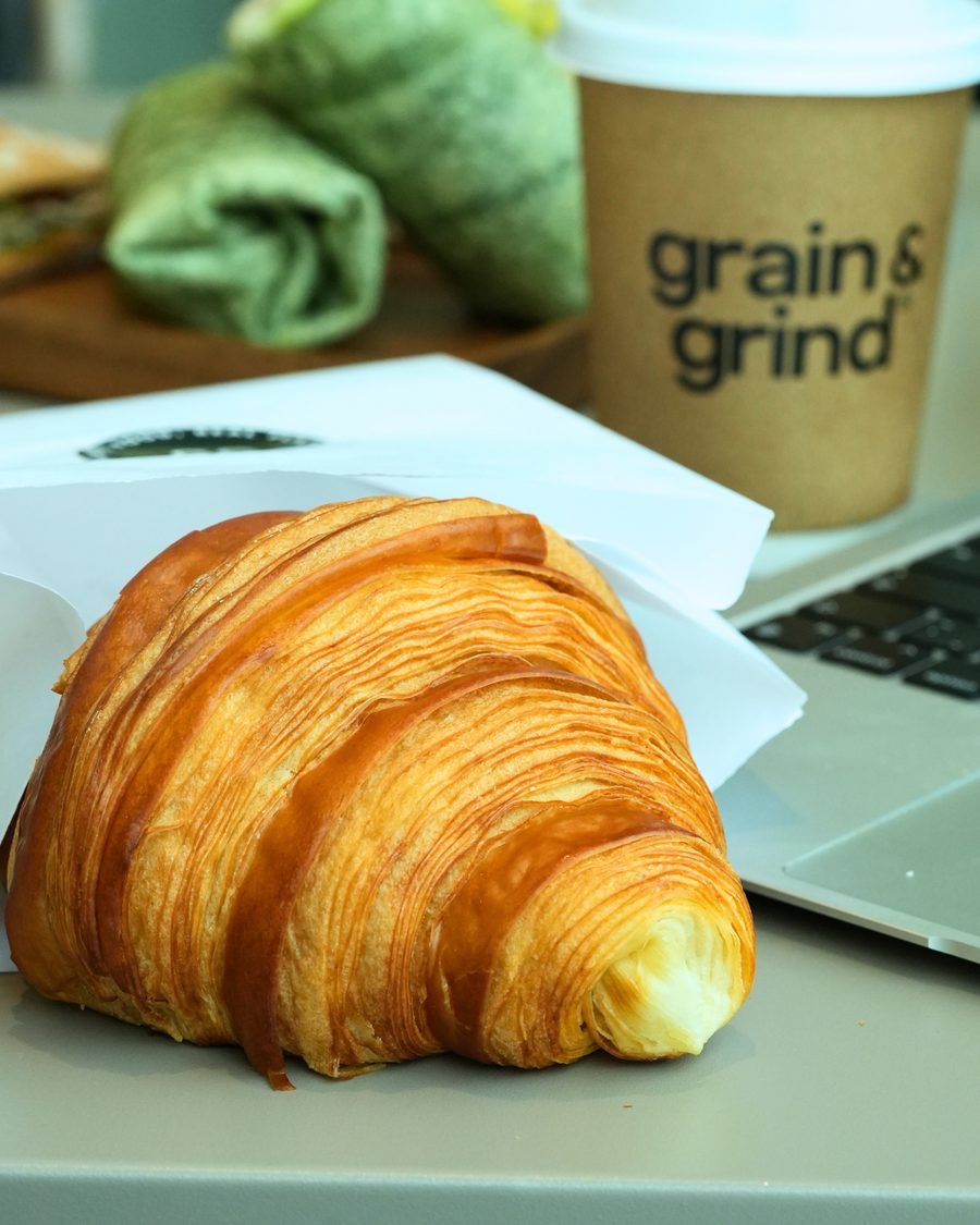 Croissant and coffee to go