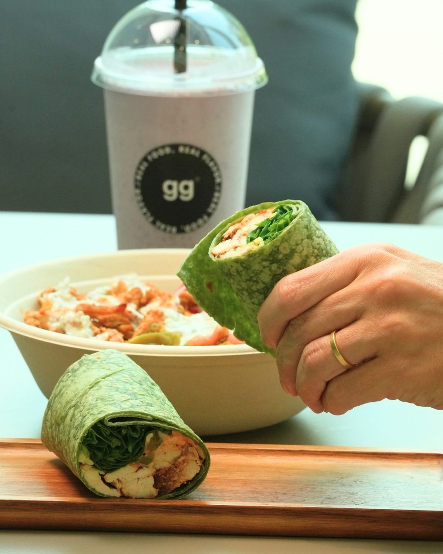 Wrap held in hand