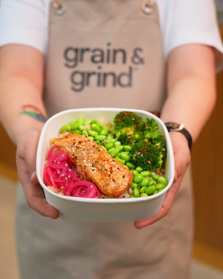 Staff member holding a bowl